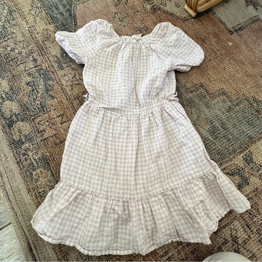 Girls Crewcuts Purple and White Gingham Fit Flare Dress sz 12